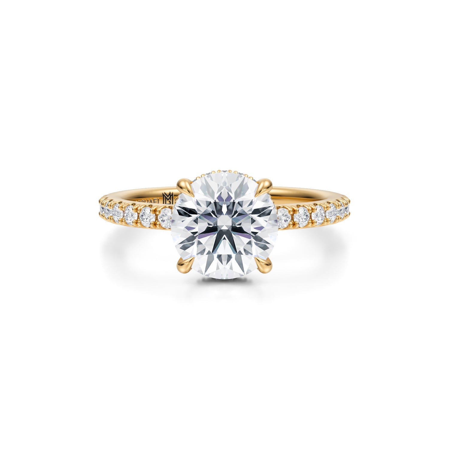 Round Wrap Halo With Pave Ring (3.50 Carat E-VS1) - Michael Gabriels