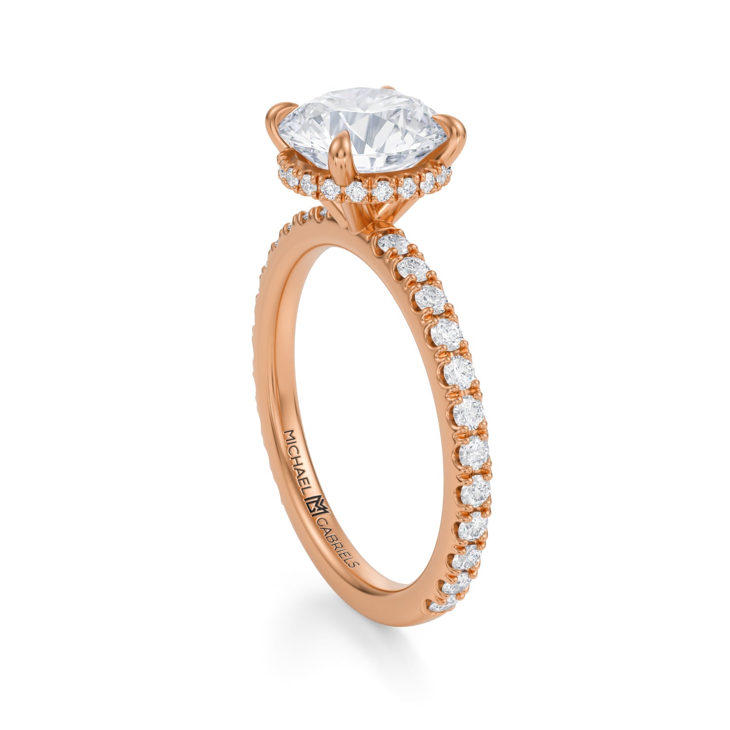 Round Wrap Halo With Pave Ring (3.70 Carat F-VVS2) - Michael Gabriels