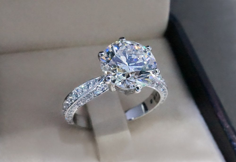 Diamond engagement ring in a box