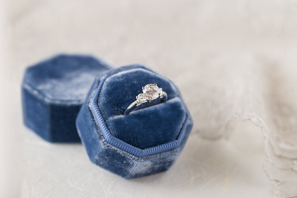 Lab Grown Diamond Engagement Ring in Blue Velvet Box