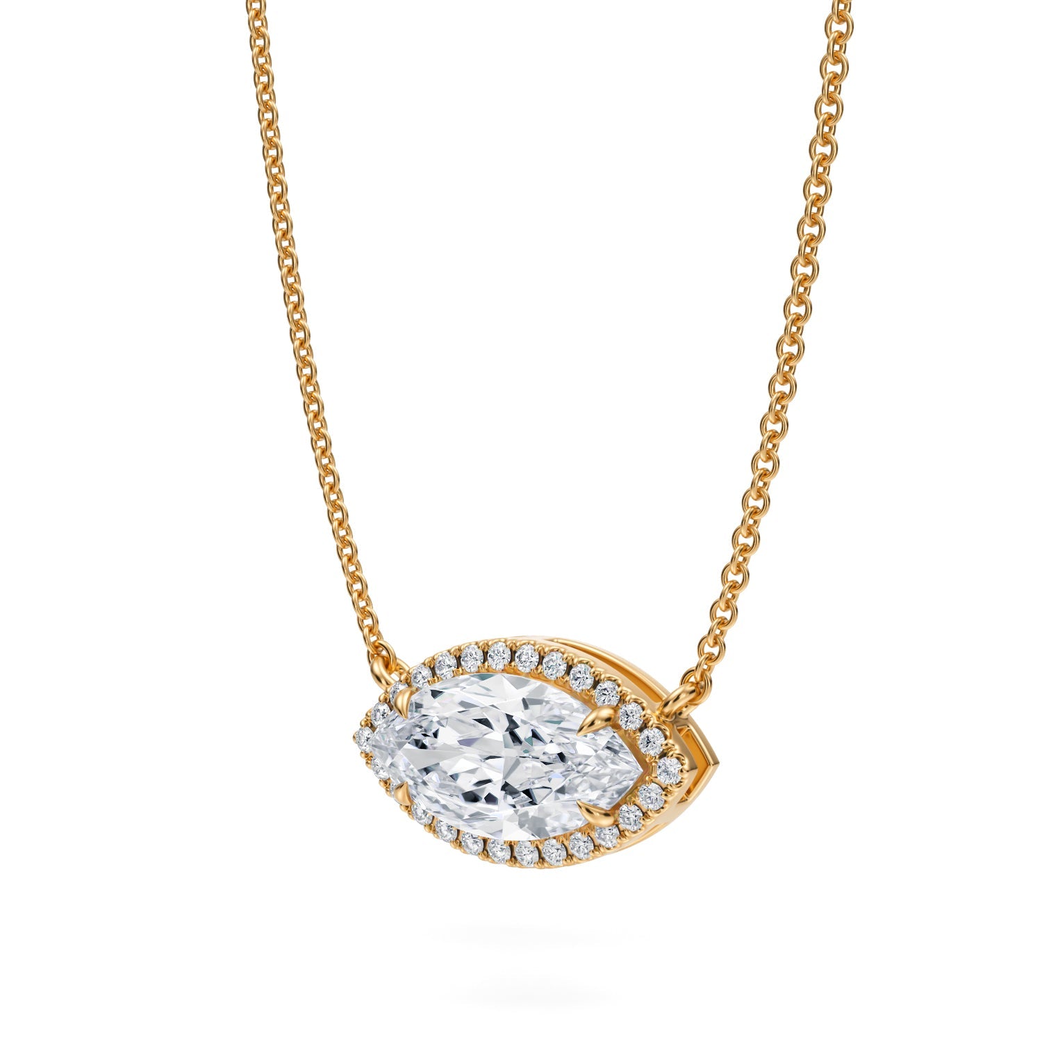 1.5 Carat Marquise Classic Halo Pendant - Michael Gabriels