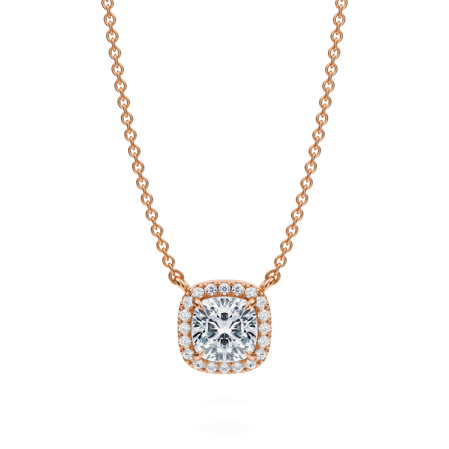 1 Carat Cushion Classic Halo Pendant - Michael Gabriels