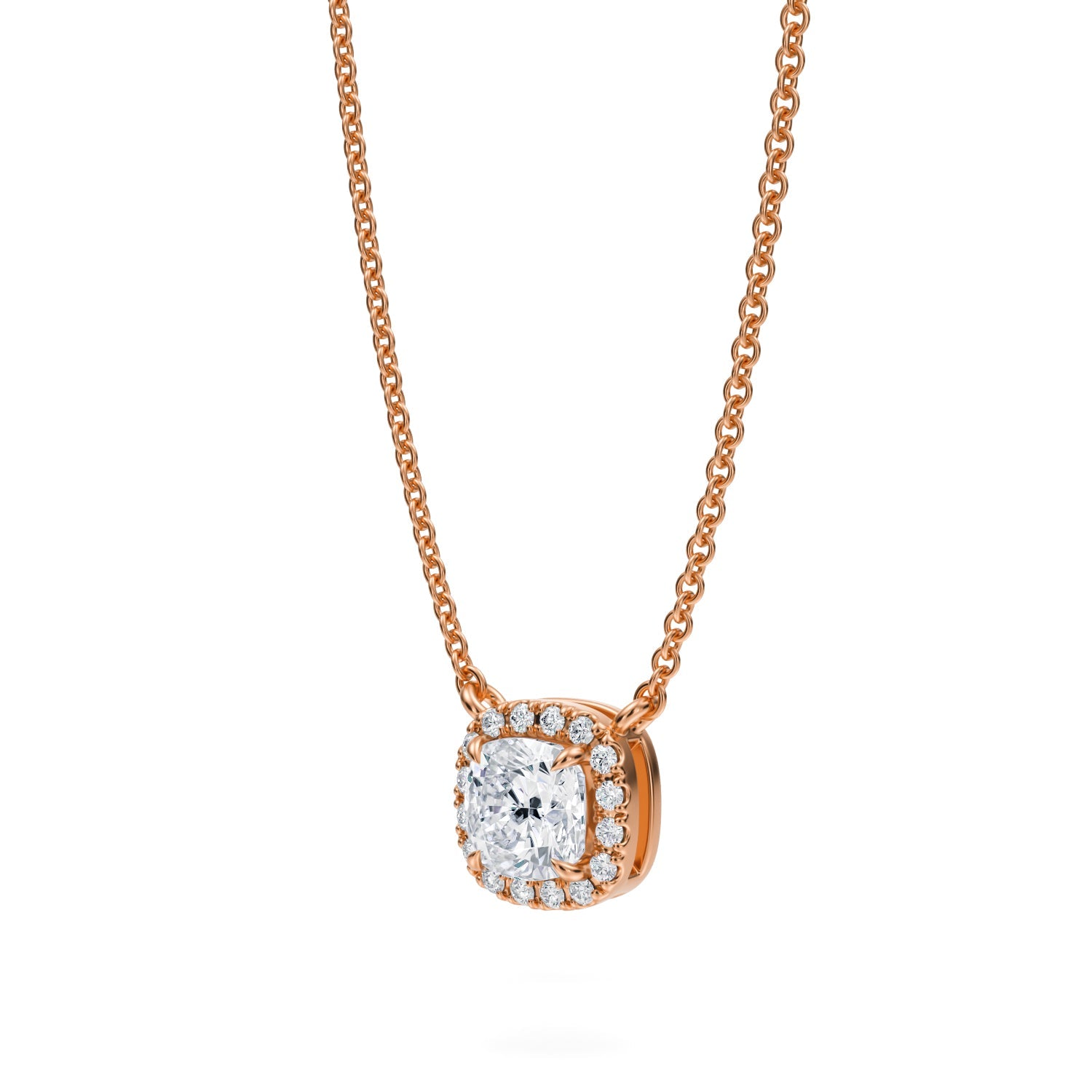 1/2 Carat Cushion Classic Halo Pendant - Michael Gabriels