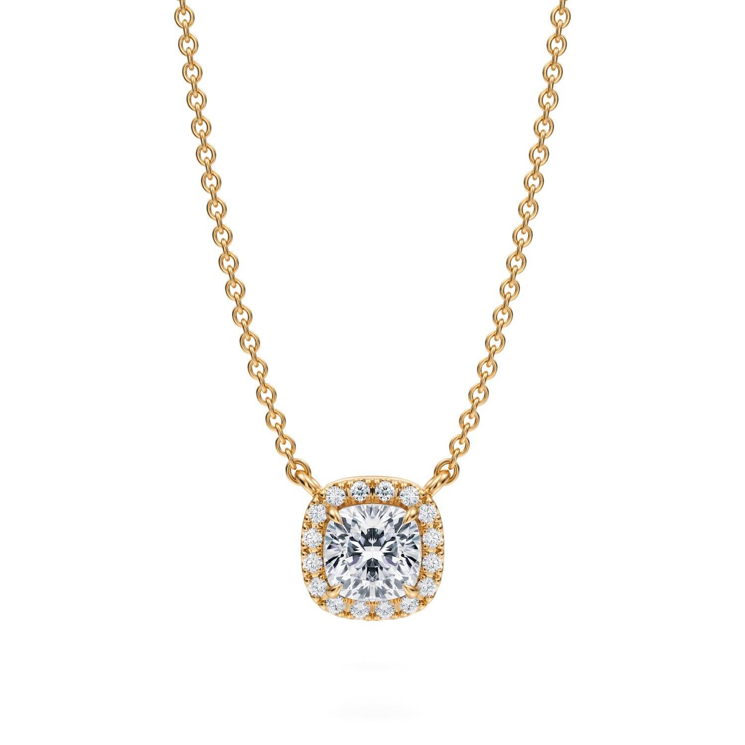 1/2 Carat Cushion Classic Halo Pendant - Michael Gabriels