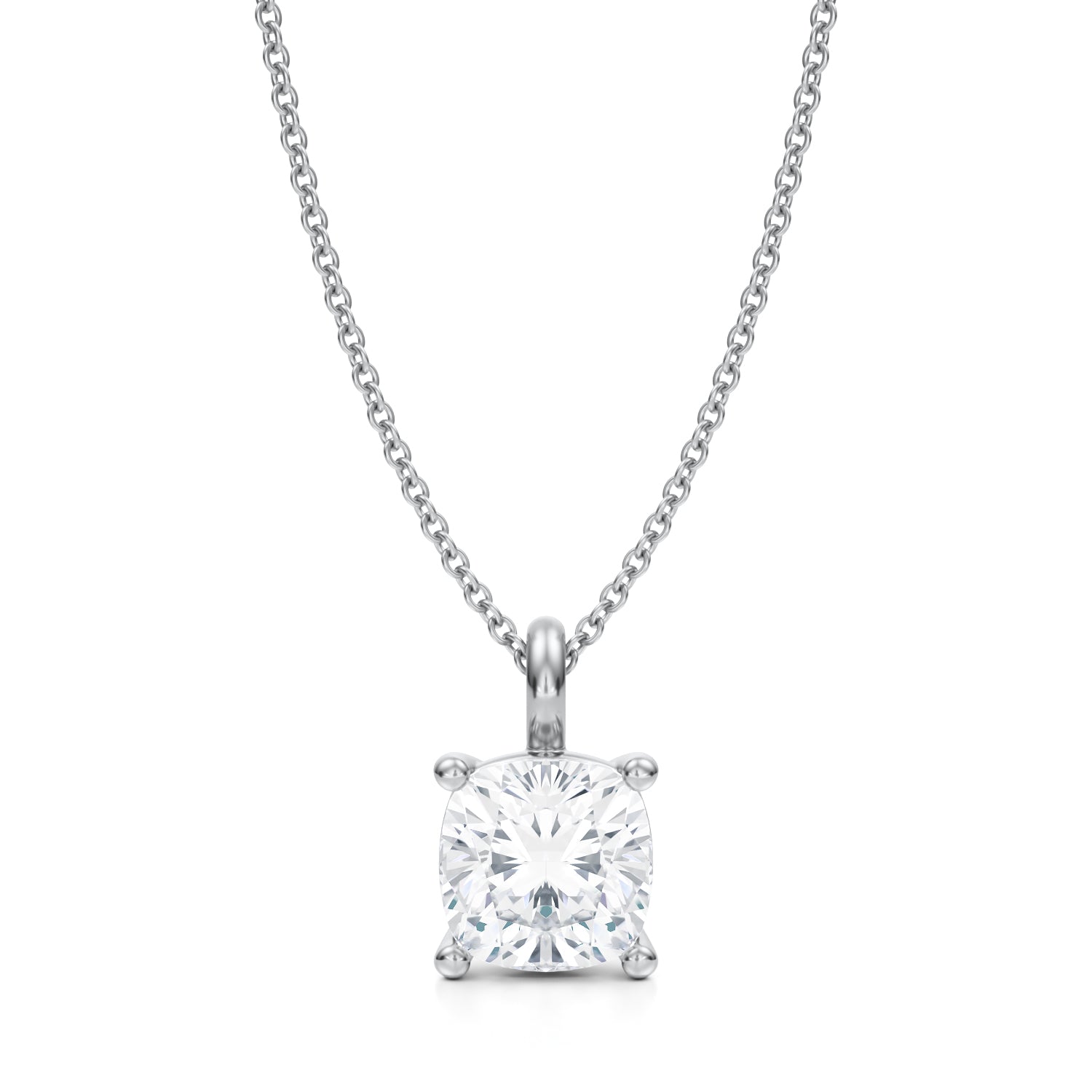 2 1/2 Carat Cushion Lab Grown Diamond Solitaire Pendant - Michael Gabriels