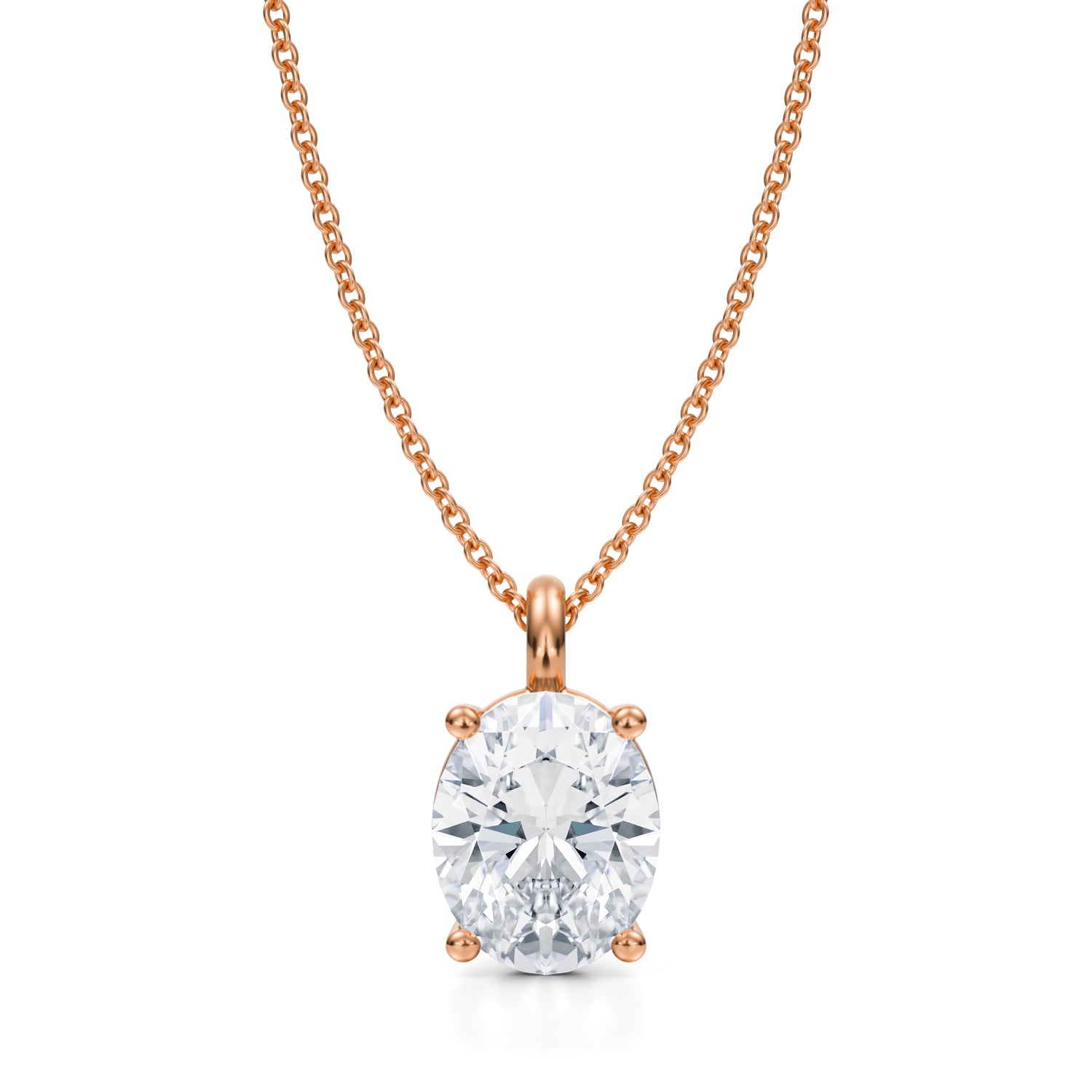 2 1/2 Carat Oval Lab Grown Diamond Solitaire Pendant - Michael Gabriels