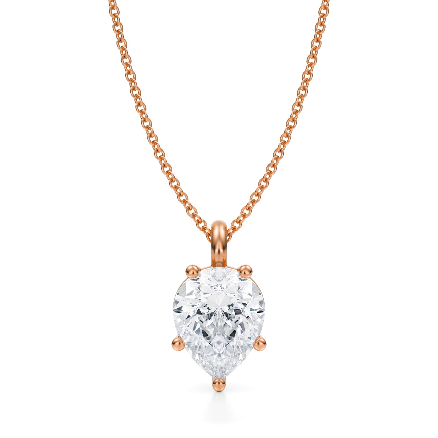2 1/2 Carat Pear Lab Grown Diamond Solitaire Pendant - Michael Gabriels