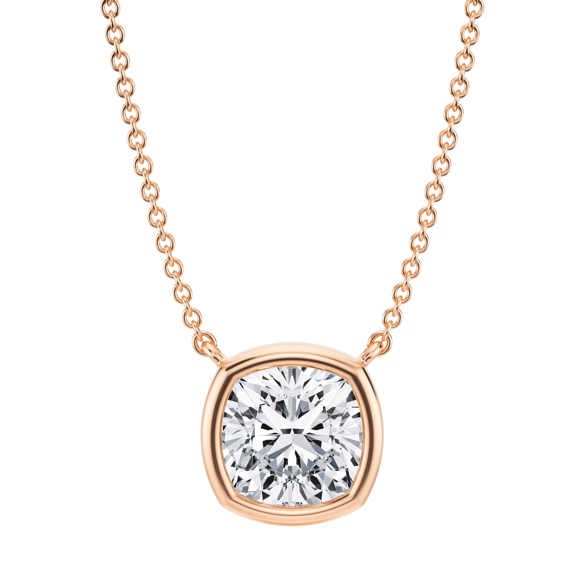 2.5 Carat Cushion Bezel Solitaire Pendant Necklace - Michael Gabriels