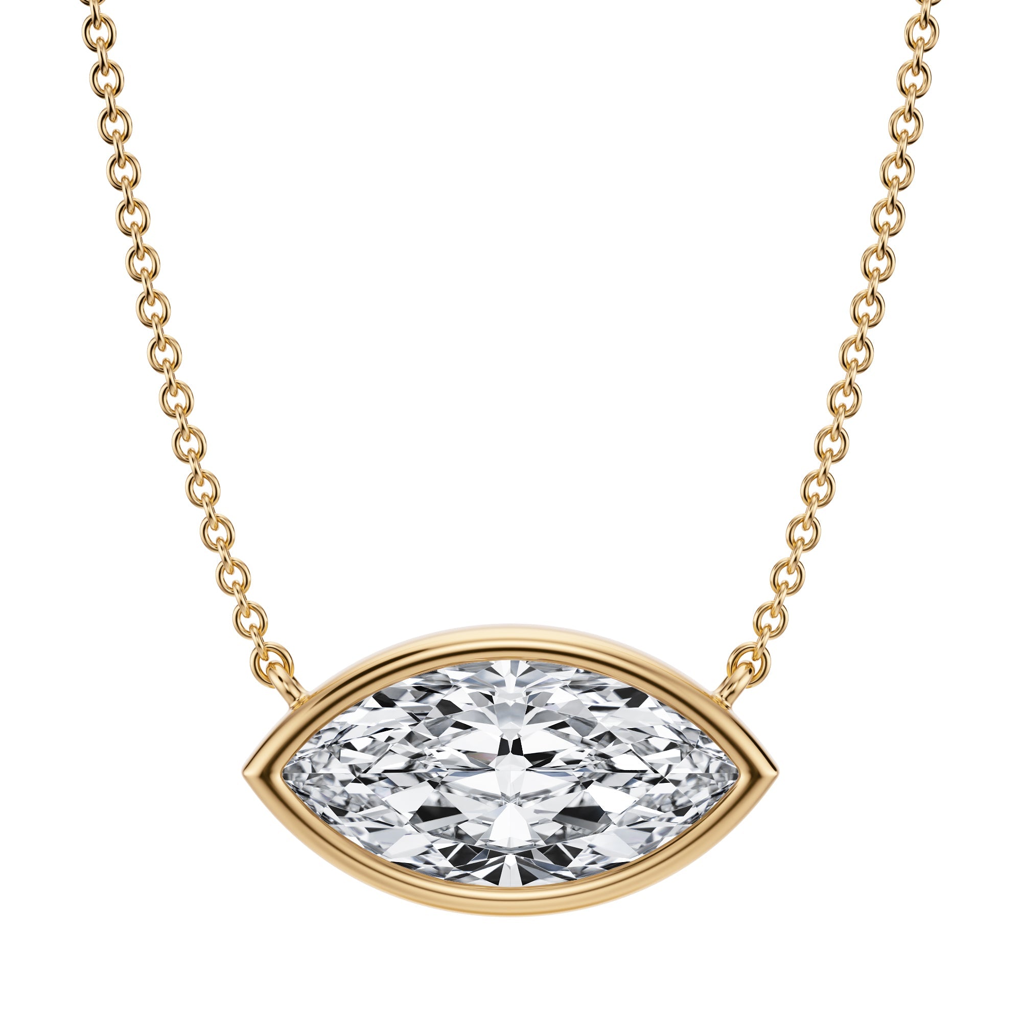 2.5 Carat Marquise Bezel Solitaire Pendant Necklace - Michael Gabriels