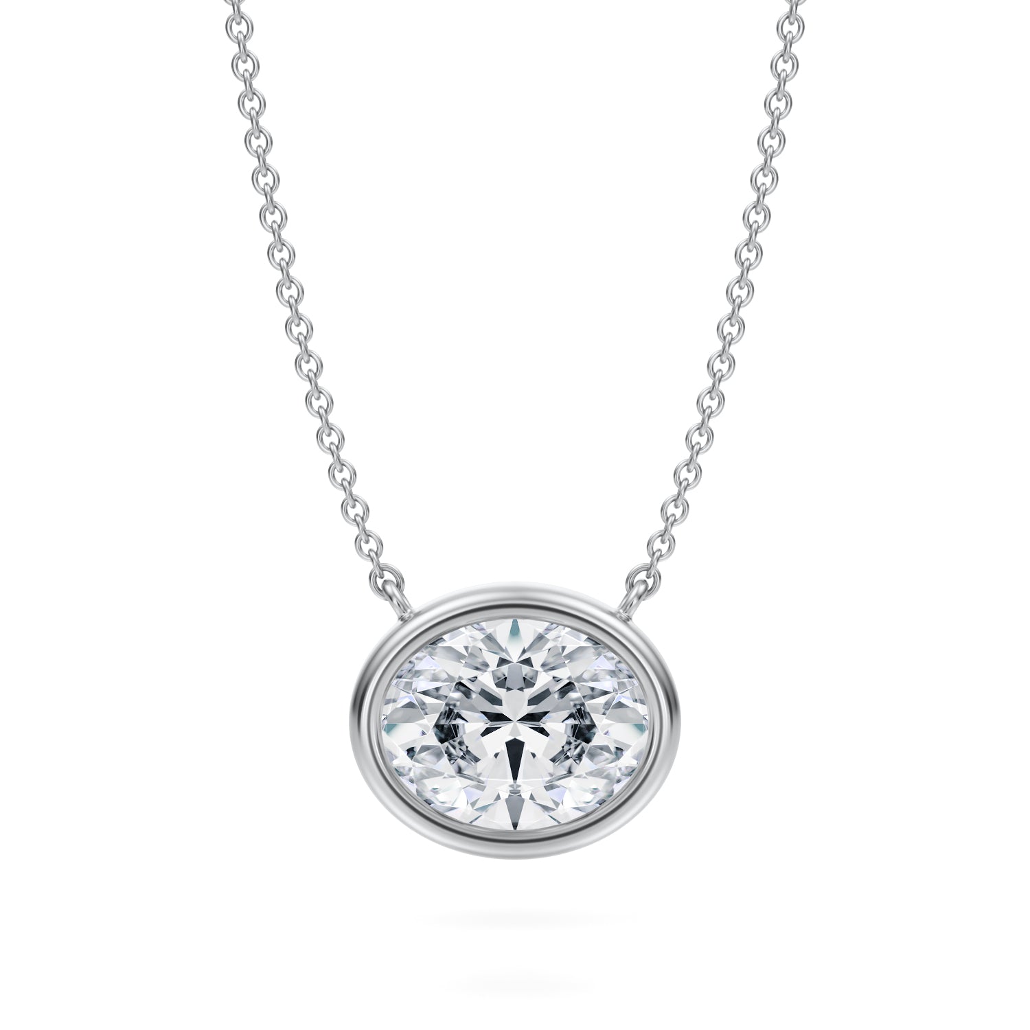 2.5 Carat Oval Bezel Solitaire Pendant Necklace - Michael Gabriels