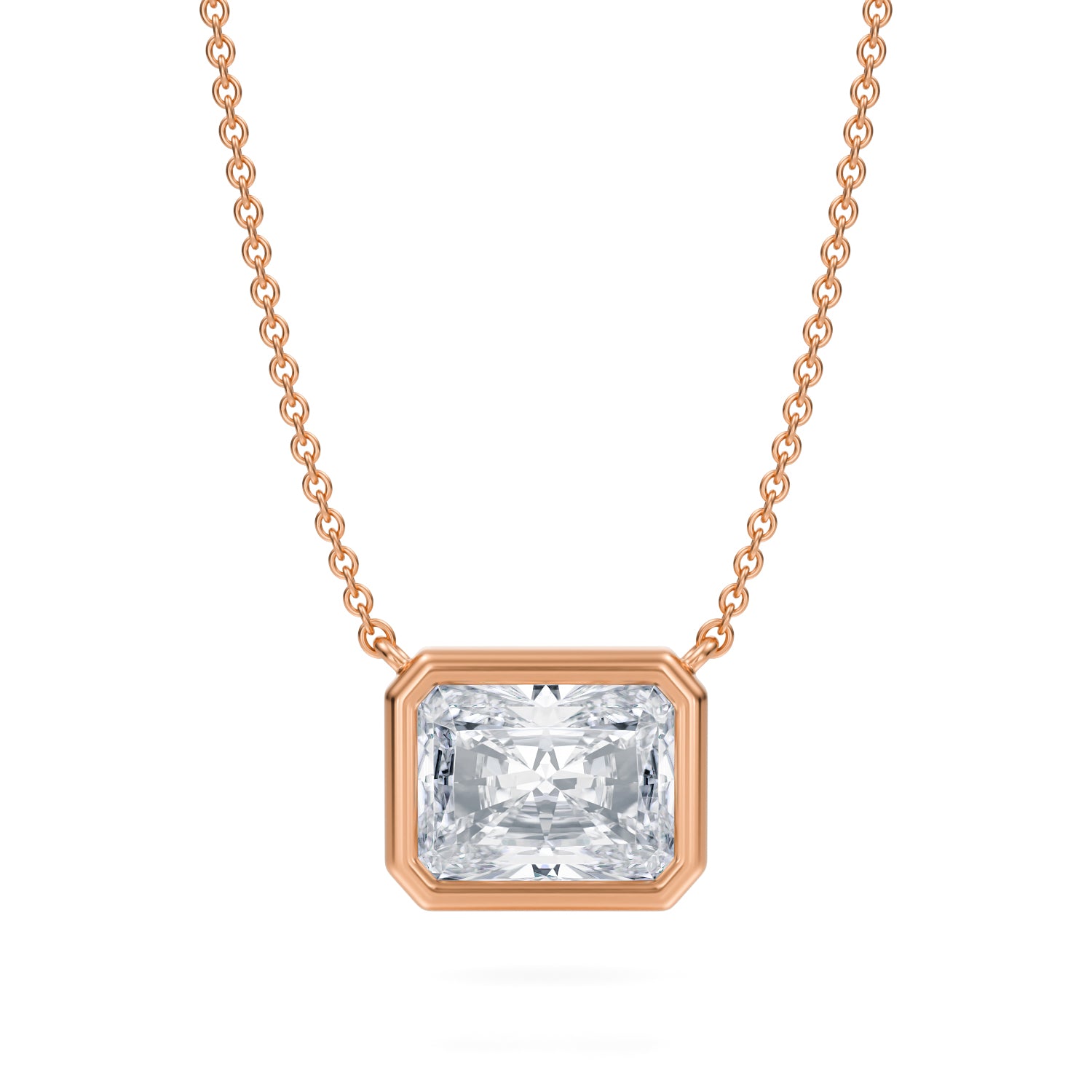 2.5 Carat Radiant Bezel Solitaire Pendant Necklace - Michael Gabriels