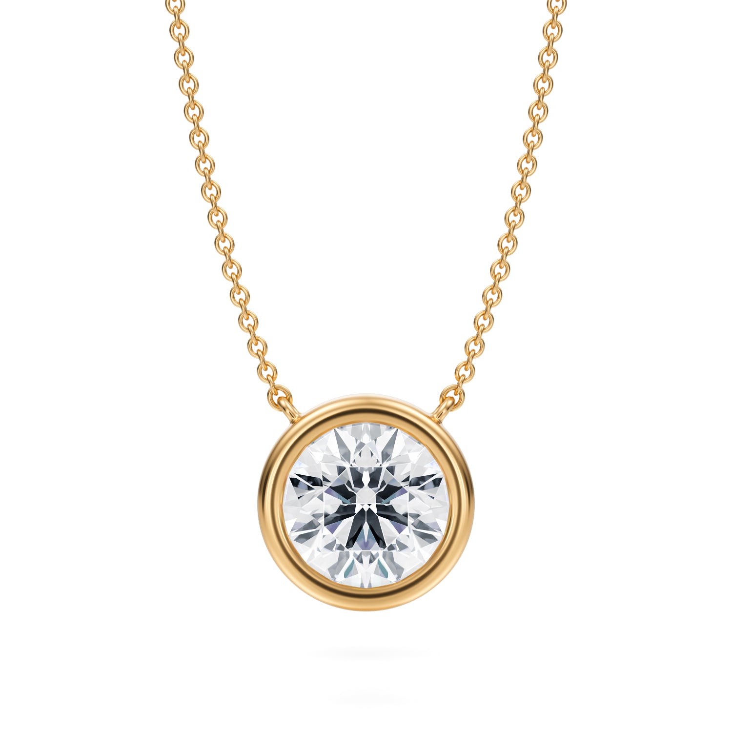 2.5 Carat Round Bezel Solitaire Pendant Necklace - Michael Gabriels