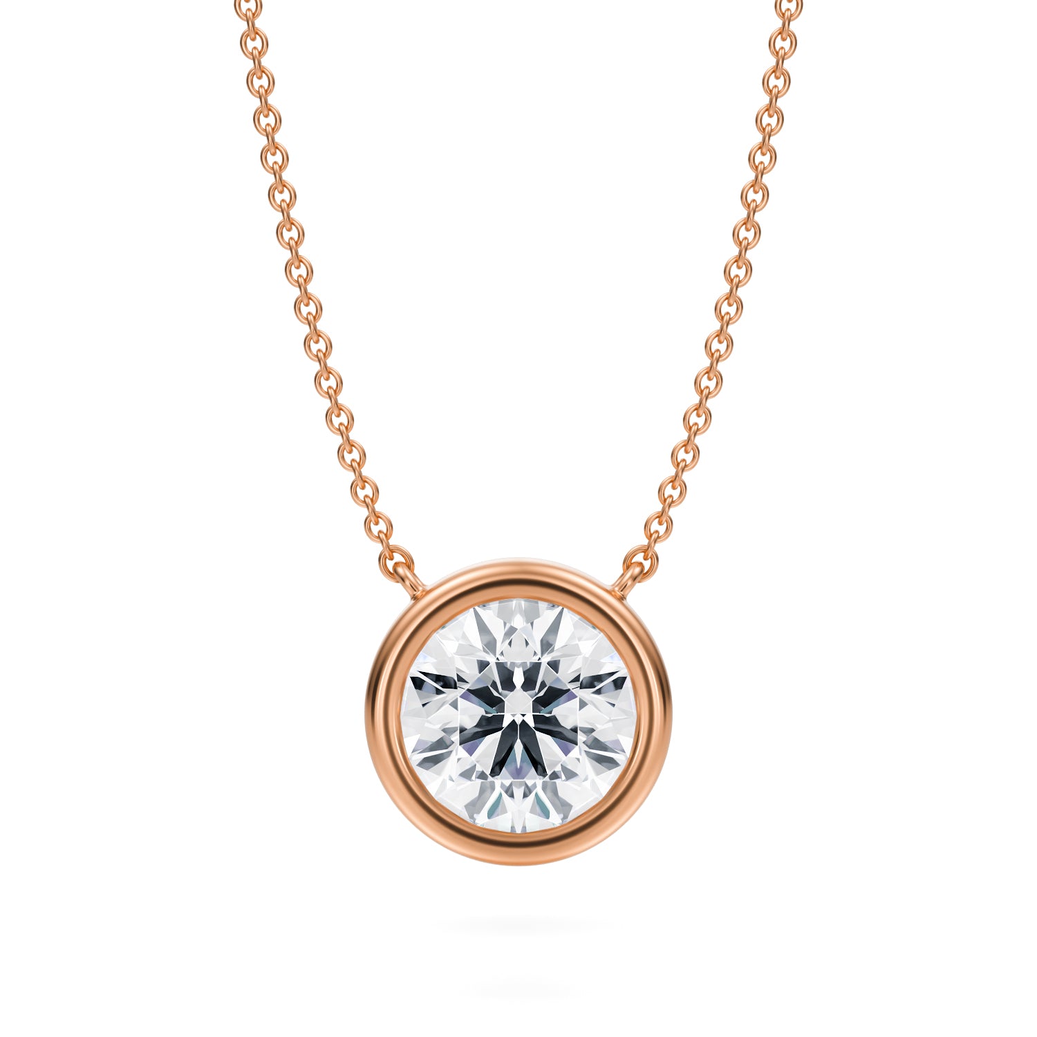 2.5 Carat Round Bezel Solitaire Pendant Necklace - Michael Gabriels