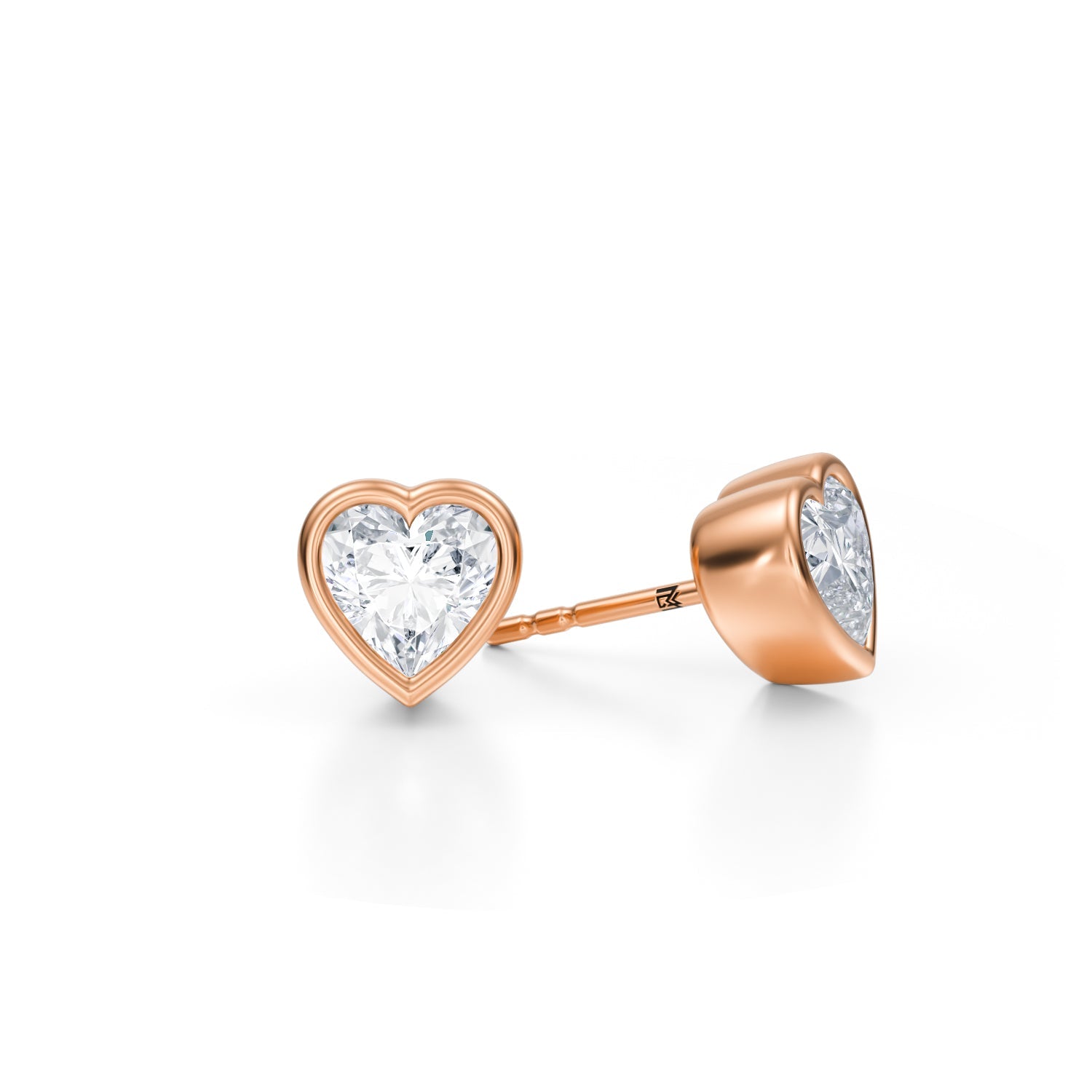 Carat Heart Shape Bezel Lab Grown Diamond Stud Earrings