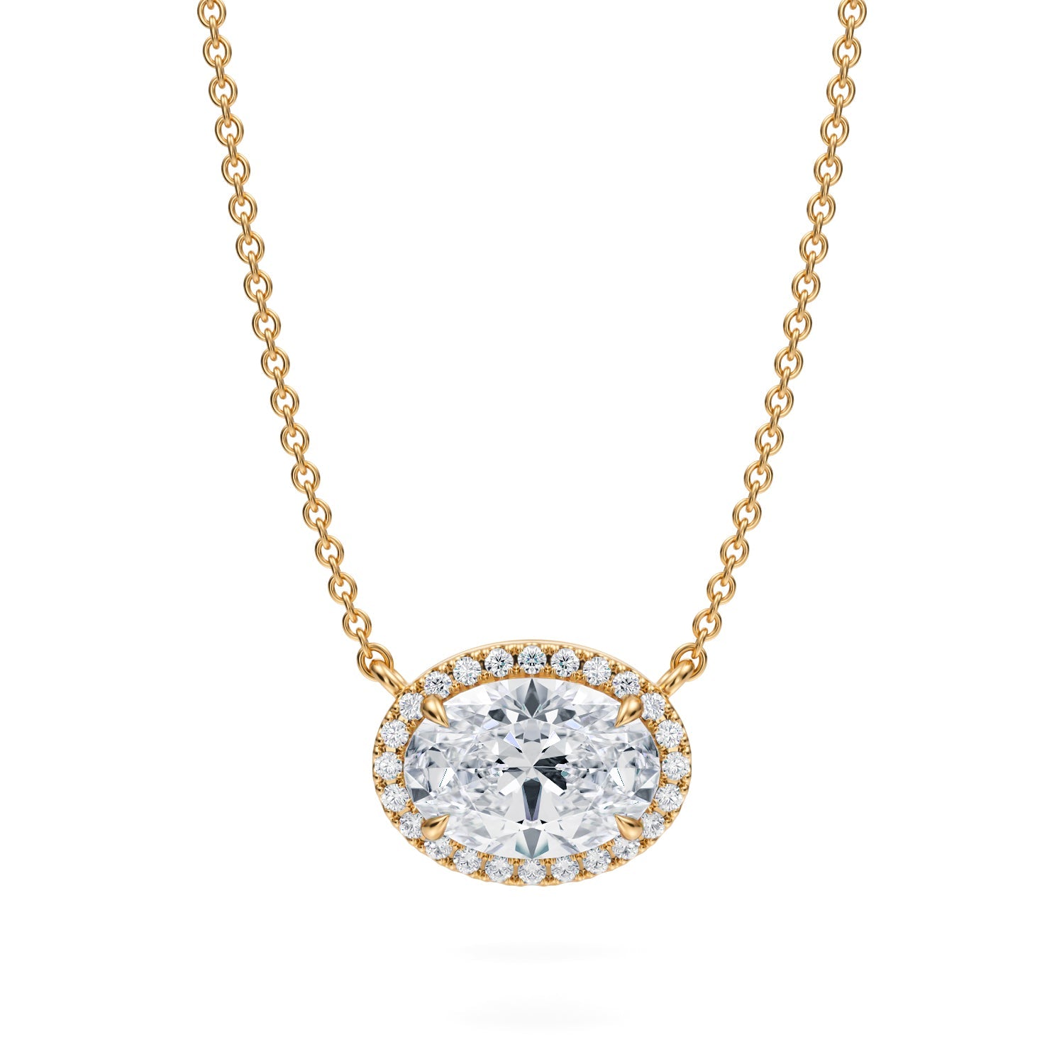 2 Carat Oval Classic Halo Pendant - Michael Gabriels