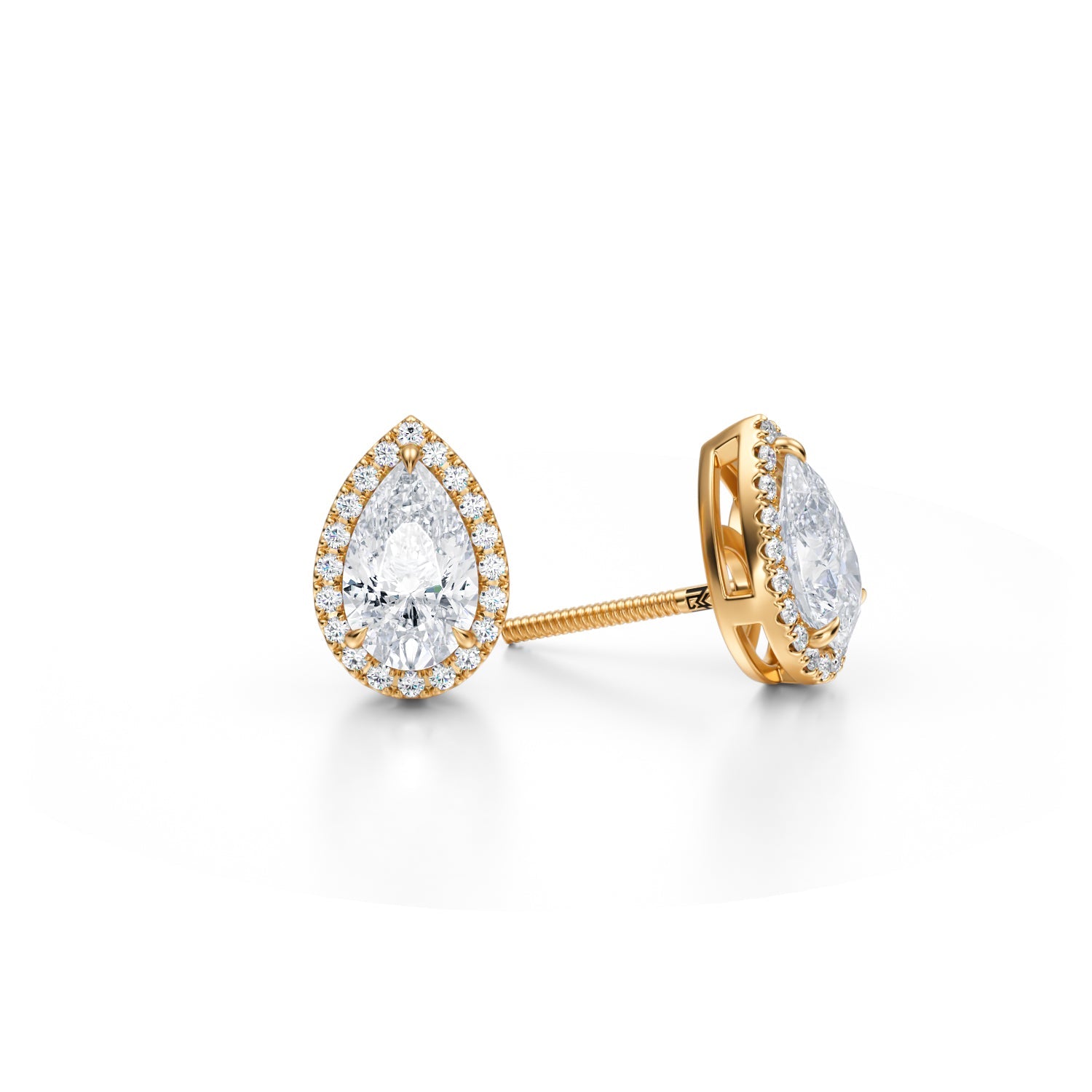 Carat Pear Halo Lab Grown Diamond Stud Earrings - Main Image