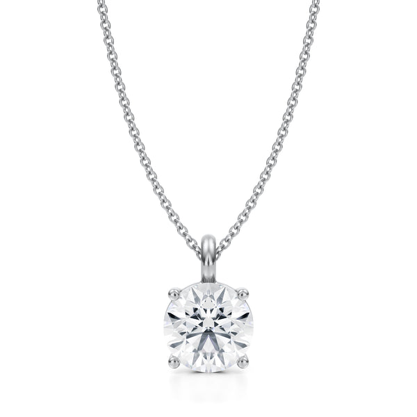 Ⅱ A Diamonds Round Solitaire Necklace 2-carat-round-lab-grown-