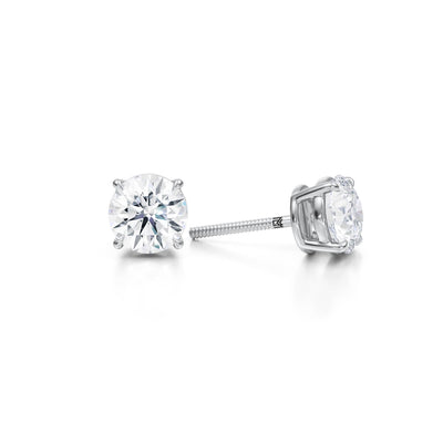 2 Carat Total Weight Round Lab Grown Diamond Stud Earrings (Certified F VS1) - Michael Gabriels