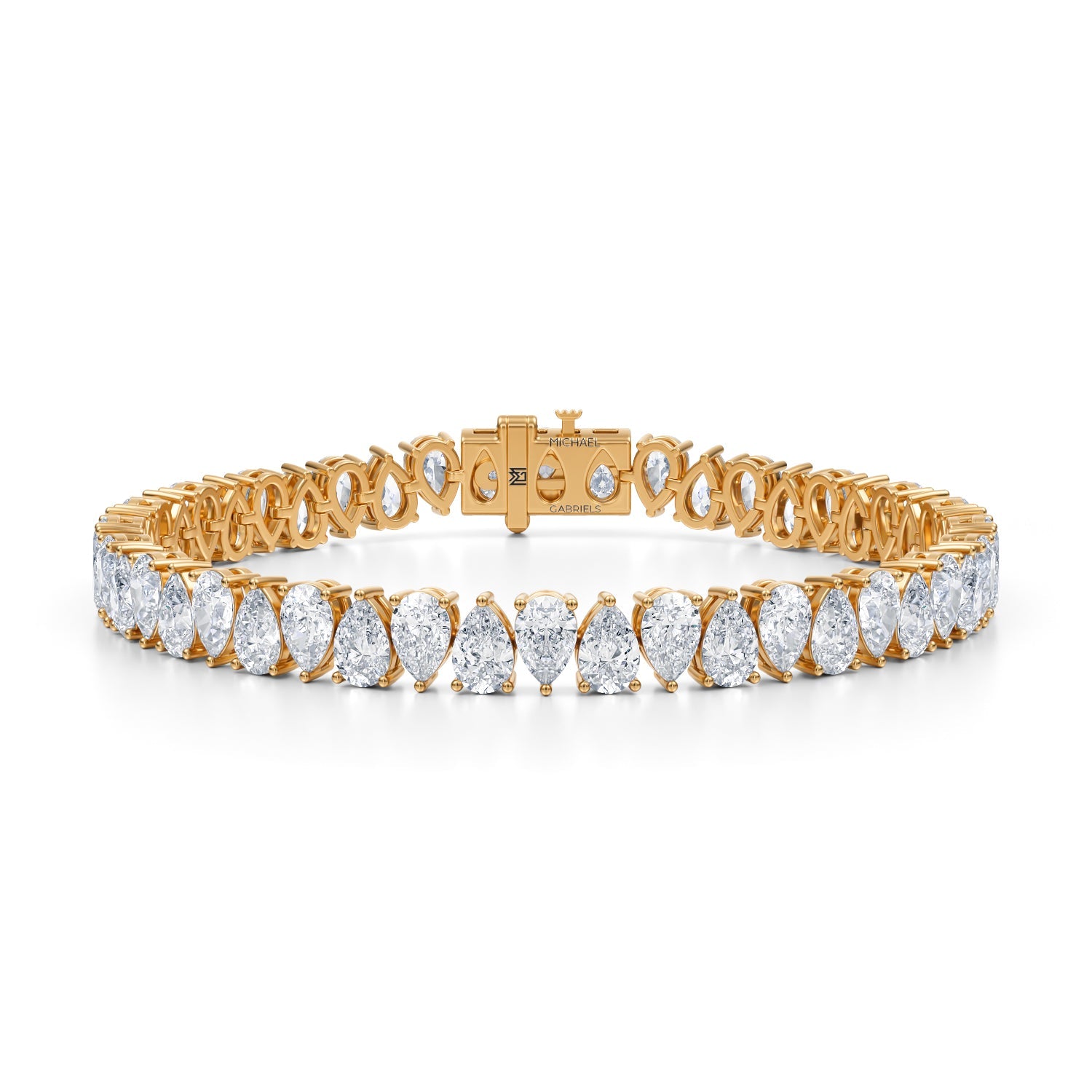 25 Carat Pear Lab Grown Diamond Tennis Bracelet | Michael Gabriels
