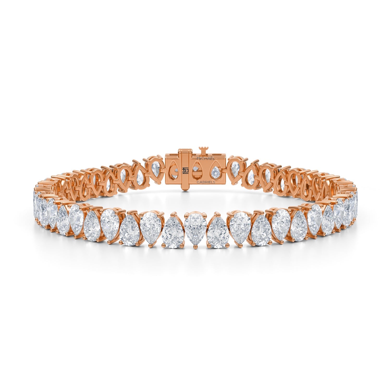 25 Carat Pear Lab Grown Diamond Tennis Bracelet | Michael Gabriels