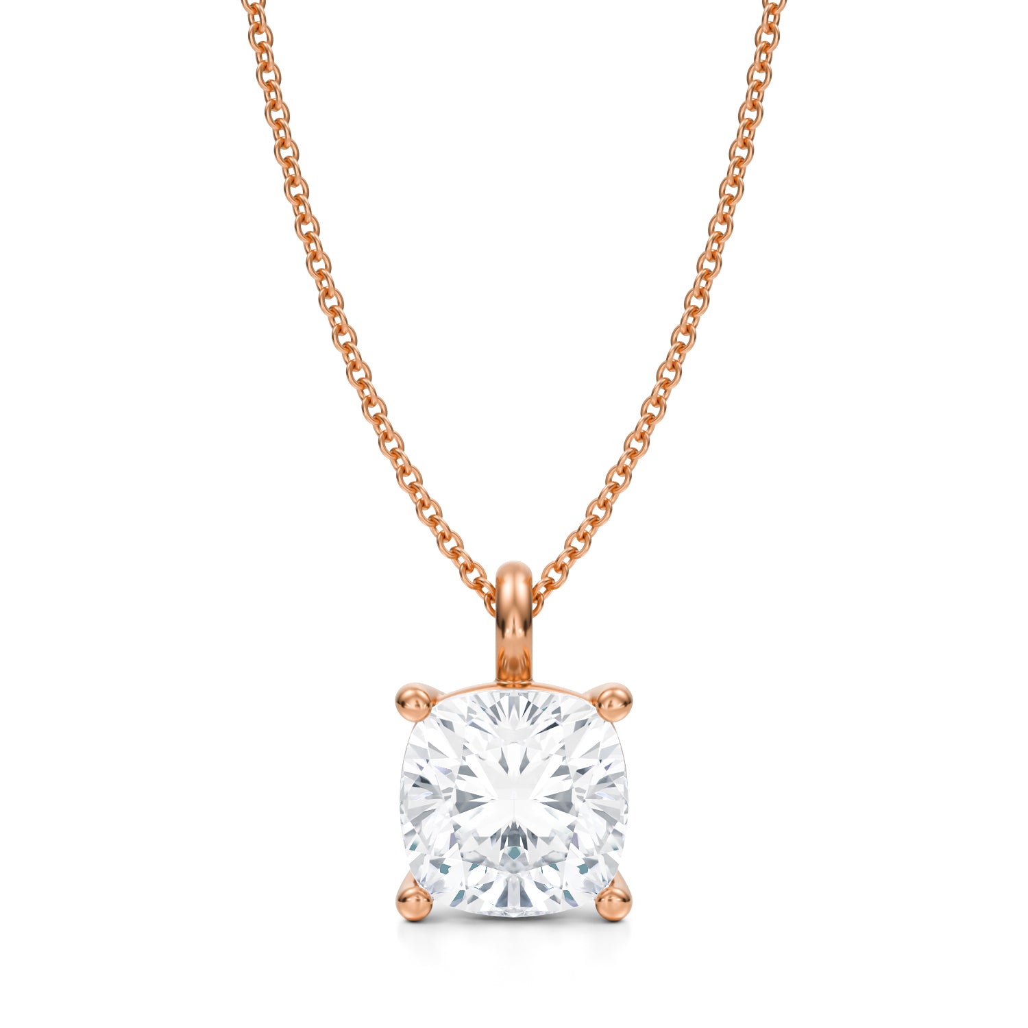 3 1/2 Carat Cushion Lab Grown Diamond Solitaire Pendant - Michael Gabriels