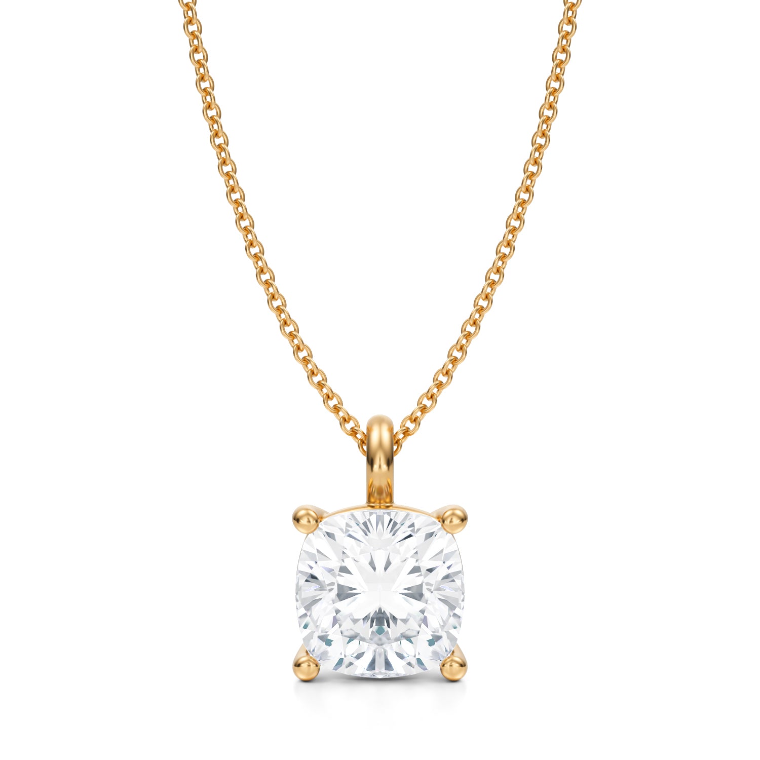 3 1/2 Carat Cushion Lab Grown Diamond Solitaire Pendant - Michael Gabriels