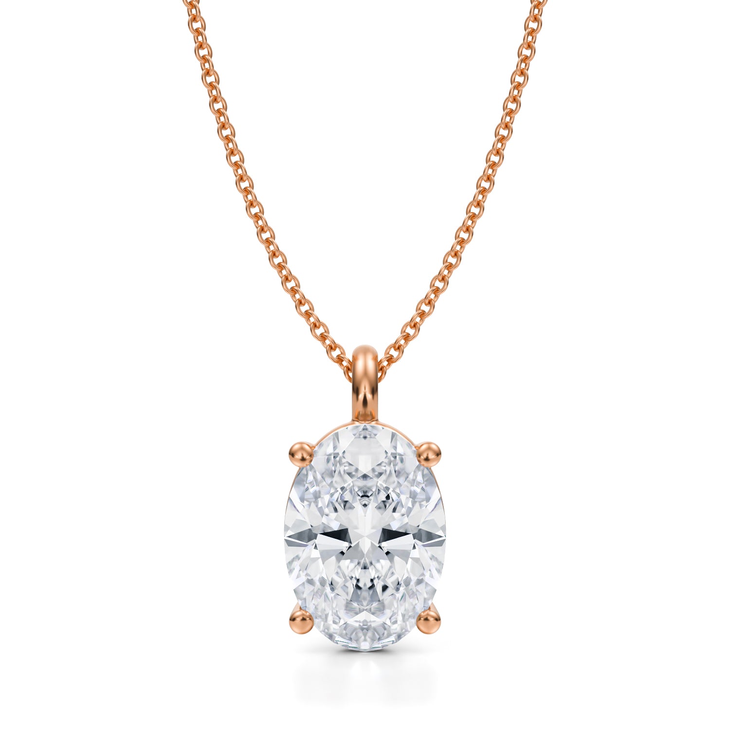 3 1/2 Carat Oval Lab Grown Diamond Solitaire Pendant - Michael Gabriels