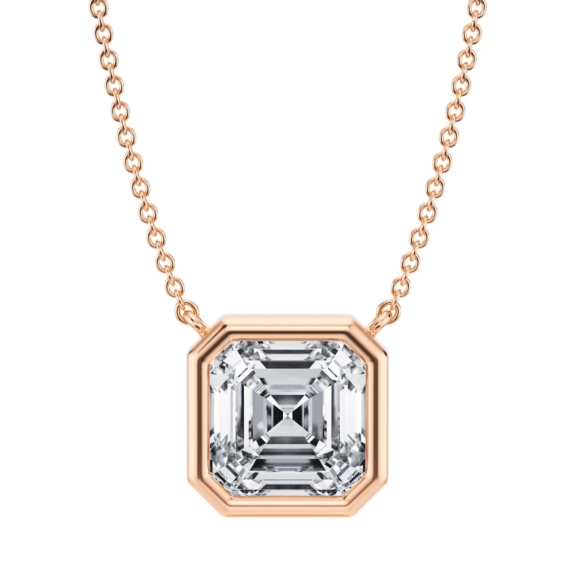 3.5 Carat Asscher Cut Bezel Solitaire Pendant Necklace - Michael Gabriels