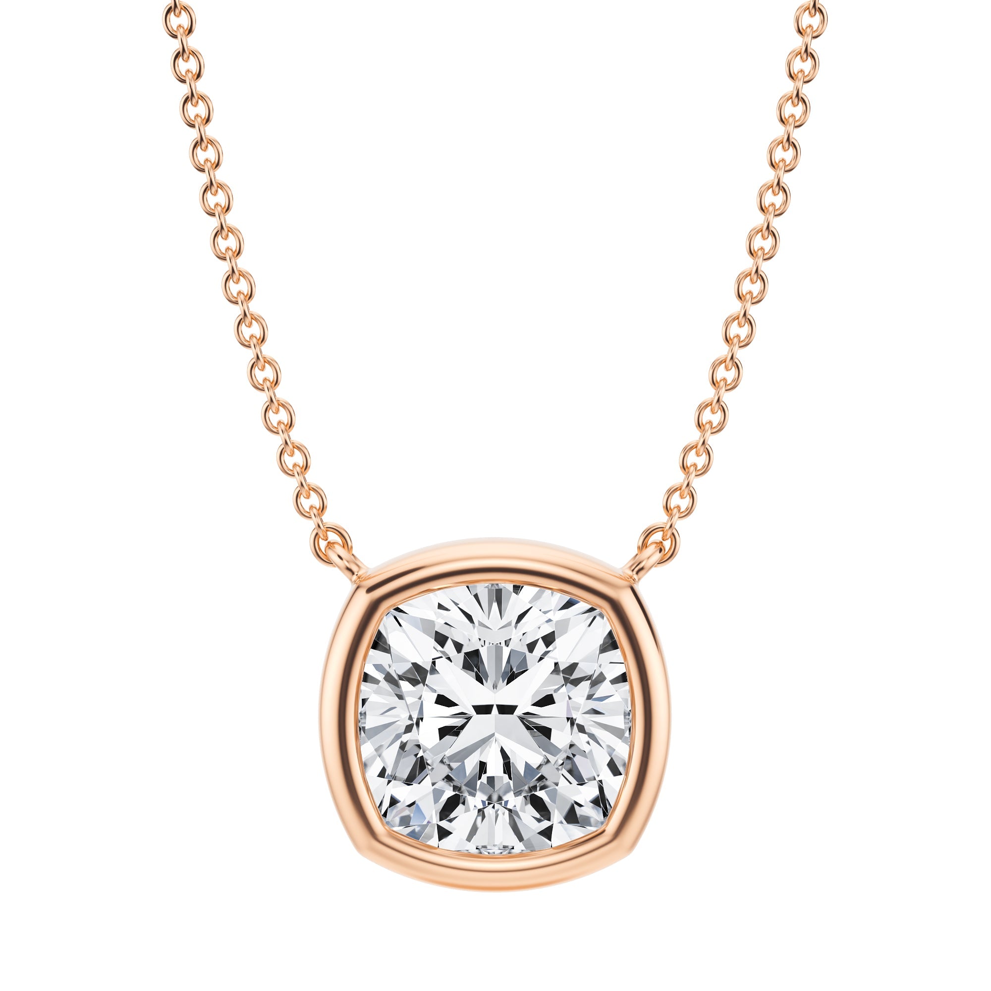 3.5 Carat Cushion Bezel Solitaire Pendant Necklace - Michael Gabriels