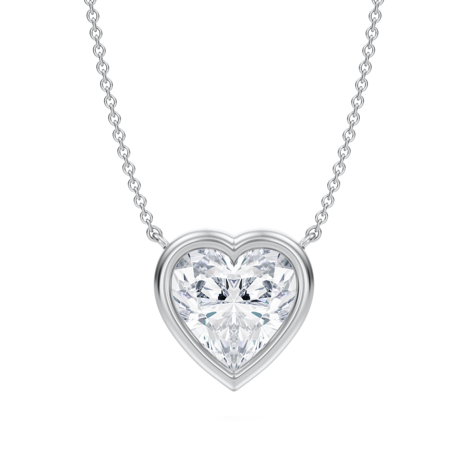 3.5 Carat Heart Shape Bezel Solitaire Pendant Necklace - Michael Gabriels