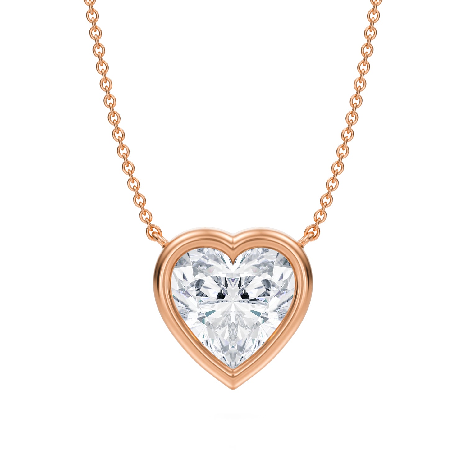 3.5 Carat Heart Shape Bezel Solitaire Pendant Necklace - Michael Gabriels