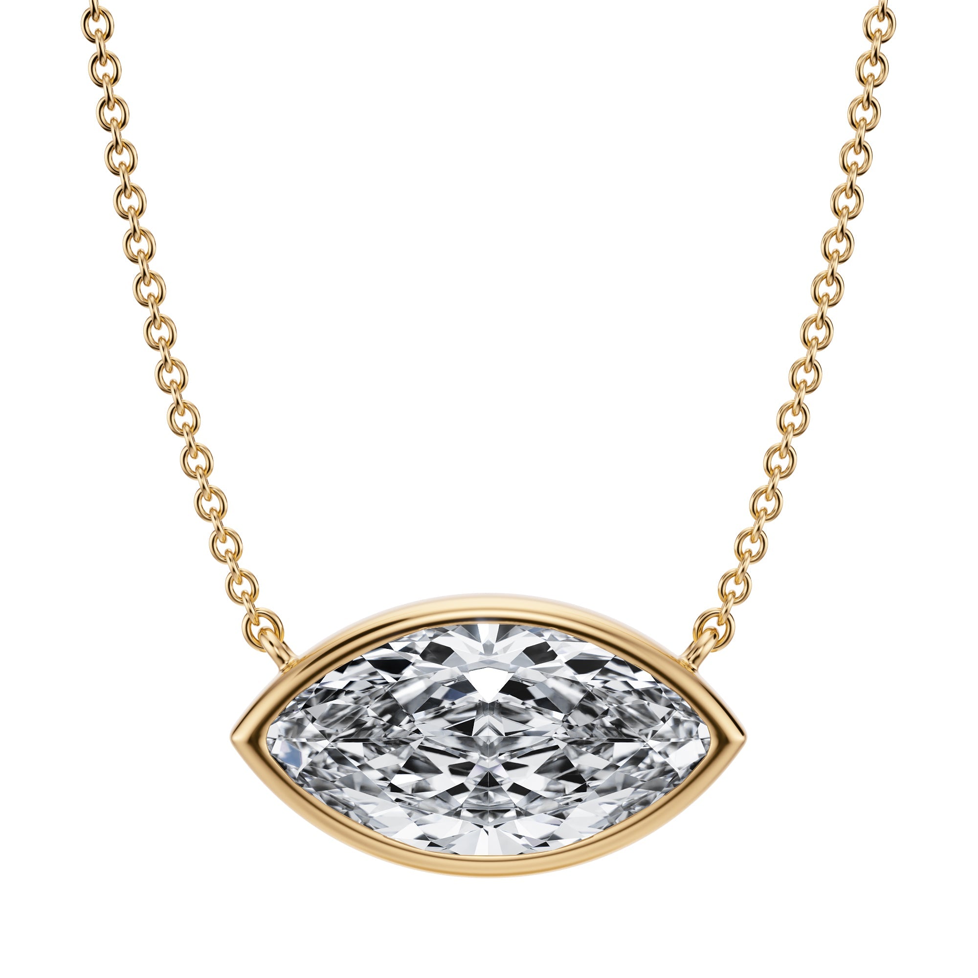 3.5 Carat Marquise Bezel Solitaire Pendant Necklace - Michael Gabriels