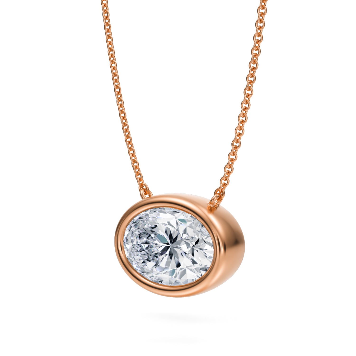 3.5 Carat Oval Bezel Solitaire Pendant Necklace - Michael Gabriels