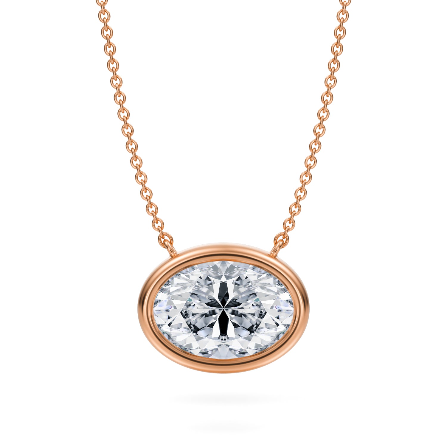 3.5 Carat Oval Bezel Solitaire Pendant Necklace - Michael Gabriels