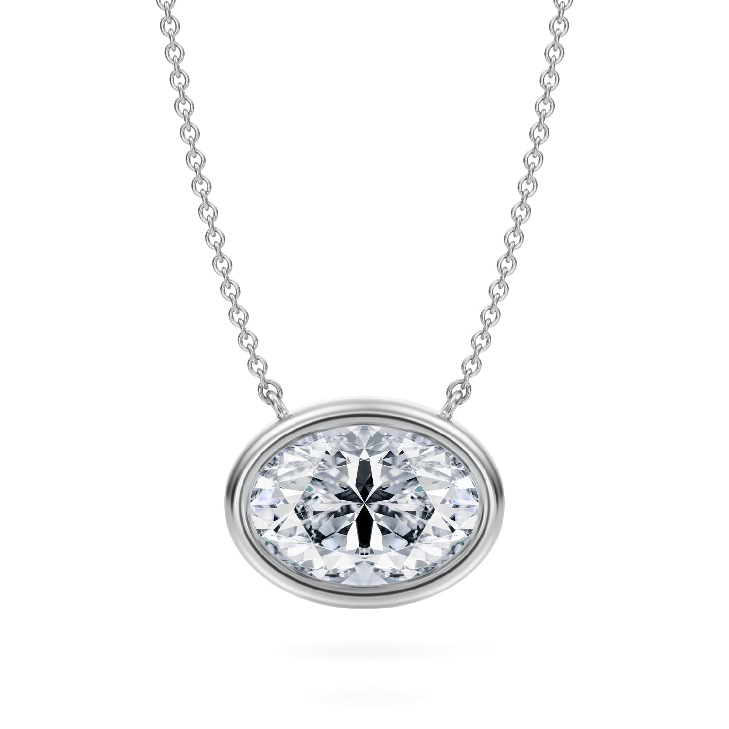 3.5 Carat Oval Bezel Solitaire Pendant Necklace - Michael Gabriels