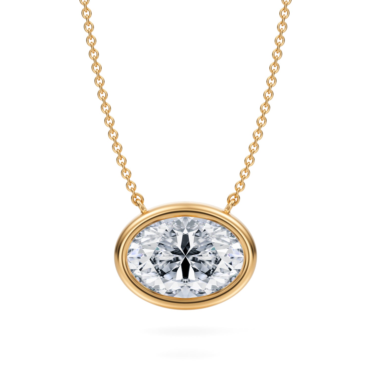 3.5 Carat Oval Bezel Solitaire Pendant Necklace - Michael Gabriels