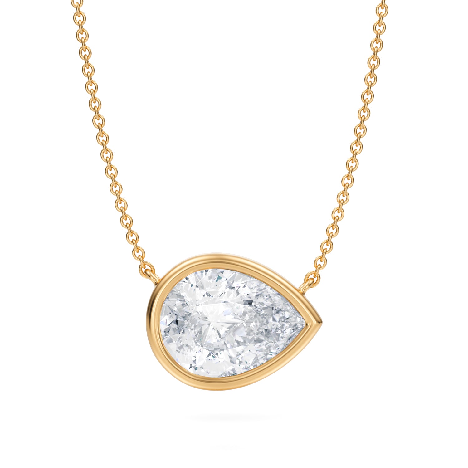 3.5 Carat Pear Bezel Solitaire Pendant Necklace - Michael Gabriels