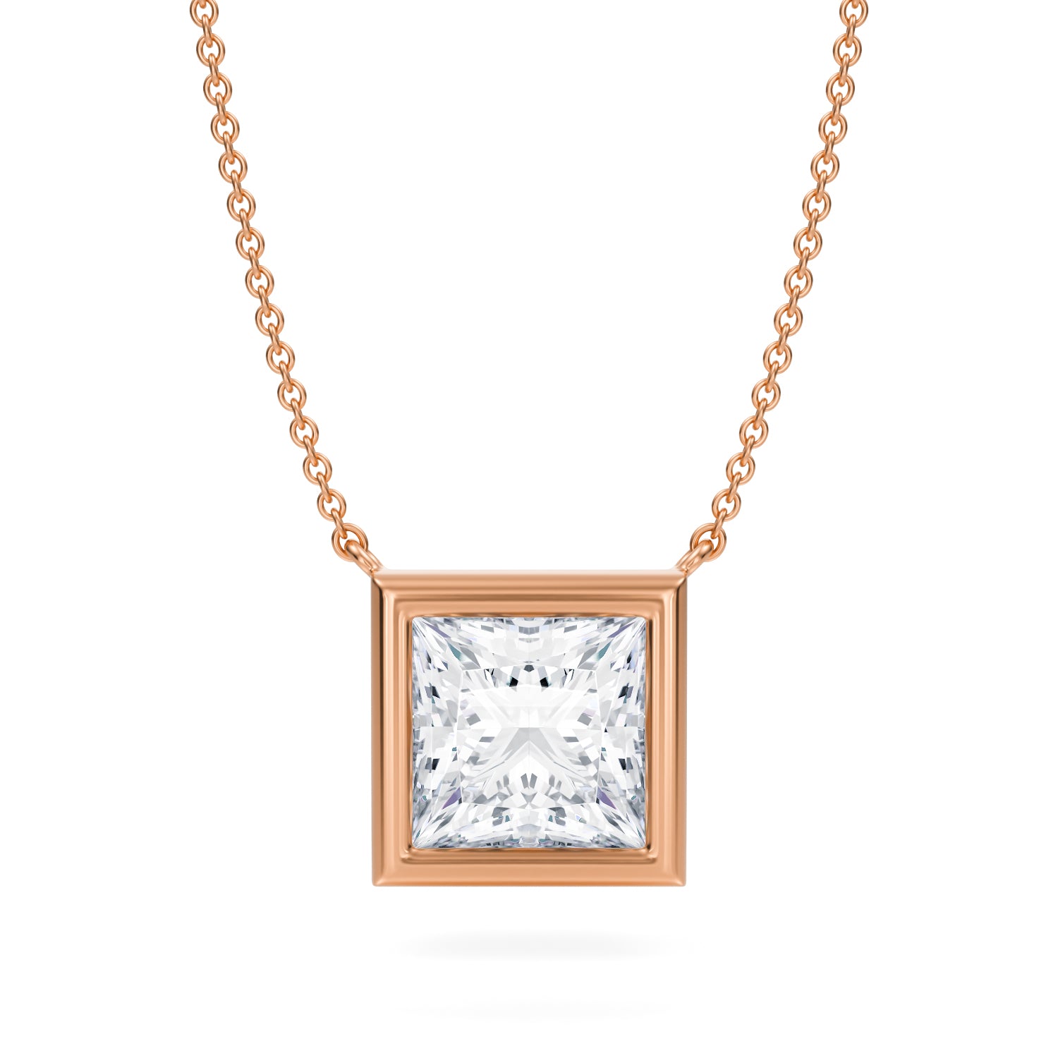 3.5 Carat Princess Cut Bezel Solitaire Pendant Necklace - Michael Gabriels