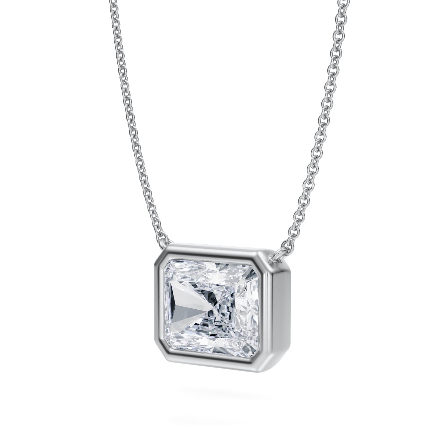 3.5 Carat Radiant Bezel Solitaire Pendant Necklace - Michael Gabriels