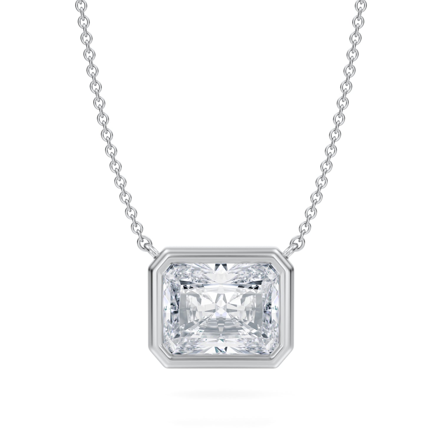 3.5 Carat Radiant Bezel Solitaire Pendant Necklace - Michael Gabriels