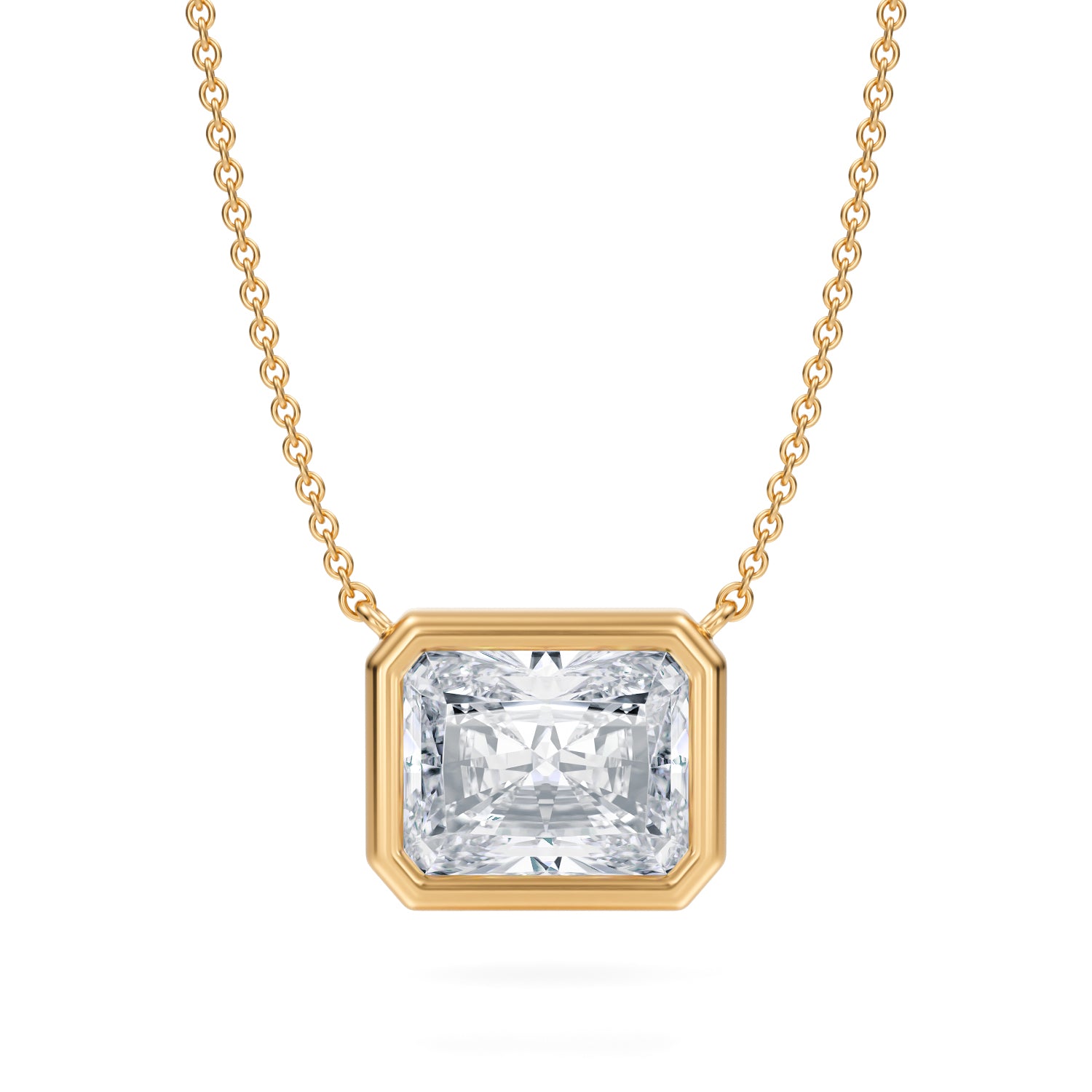 3.5 Carat Radiant Bezel Solitaire Pendant Necklace - Michael Gabriels