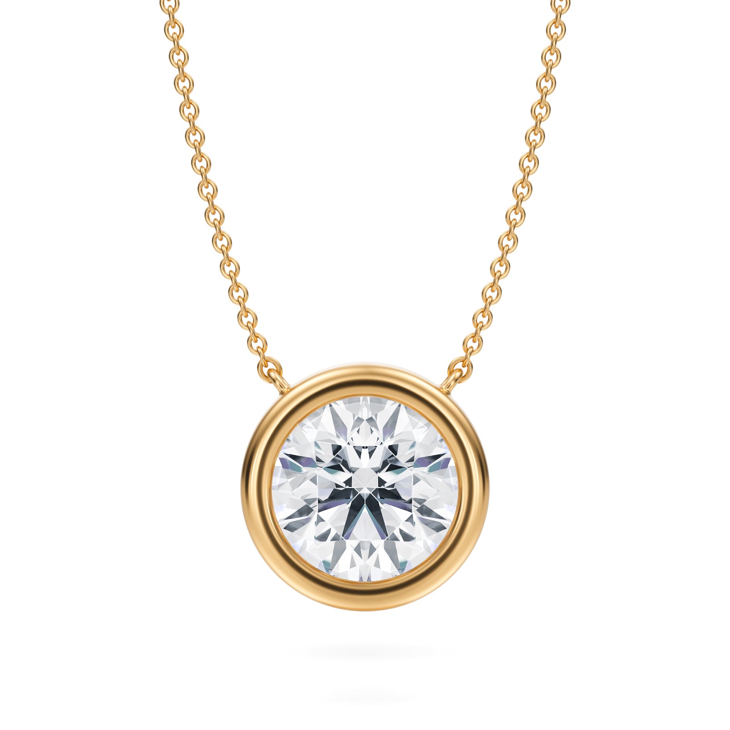 3.5 Carat Round Bezel Solitaire Pendant Necklace - Michael Gabriels