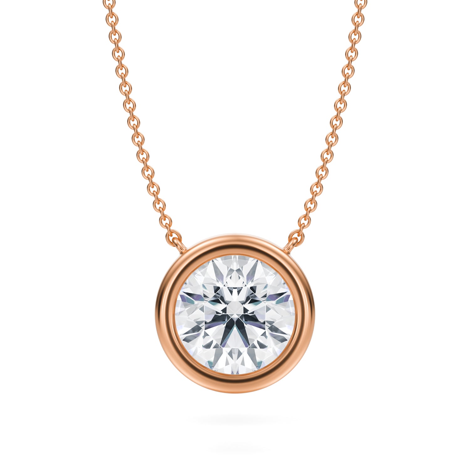 3.5 Carat Round Bezel Solitaire Pendant Necklace - Michael Gabriels