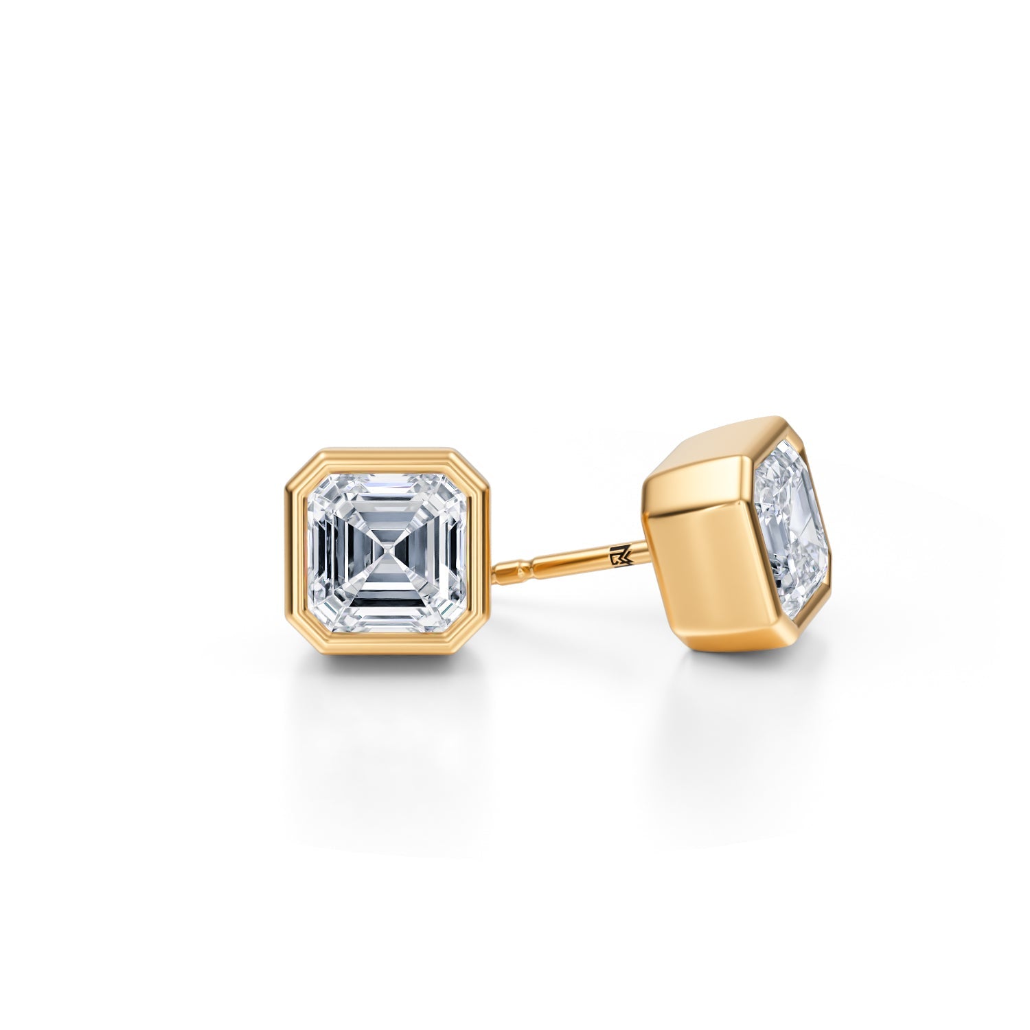 Carat Asscher Cut Bezel Lab Grown Diamond Stud Earrings