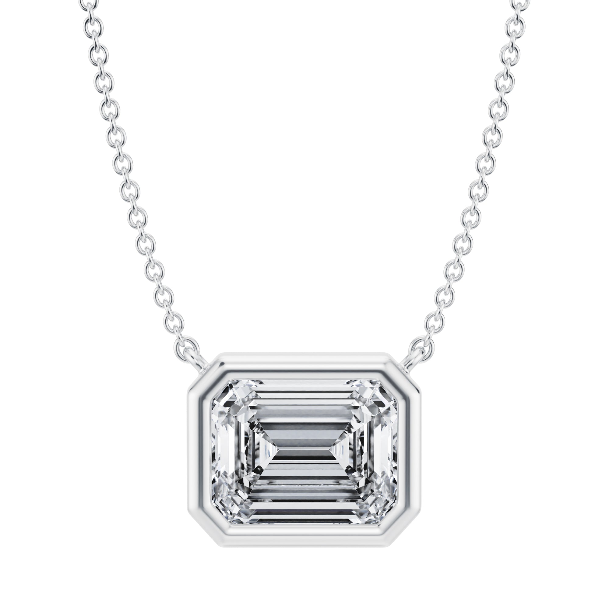 3 Carat Emerald Bezel Solitaire Pendant Necklace - Michael Gabriels