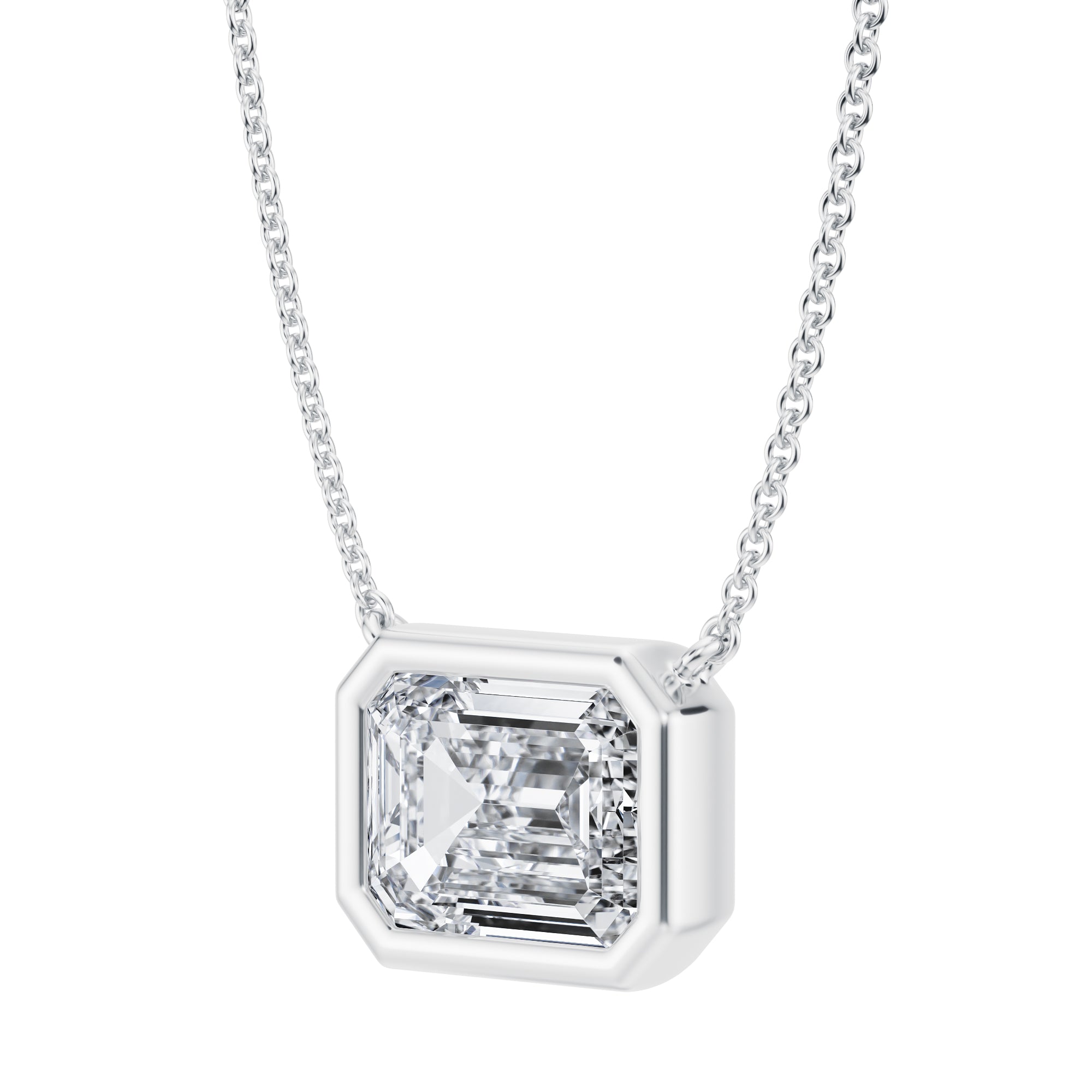 3 Carat Emerald Bezel Solitaire Pendant Necklace - Michael Gabriels