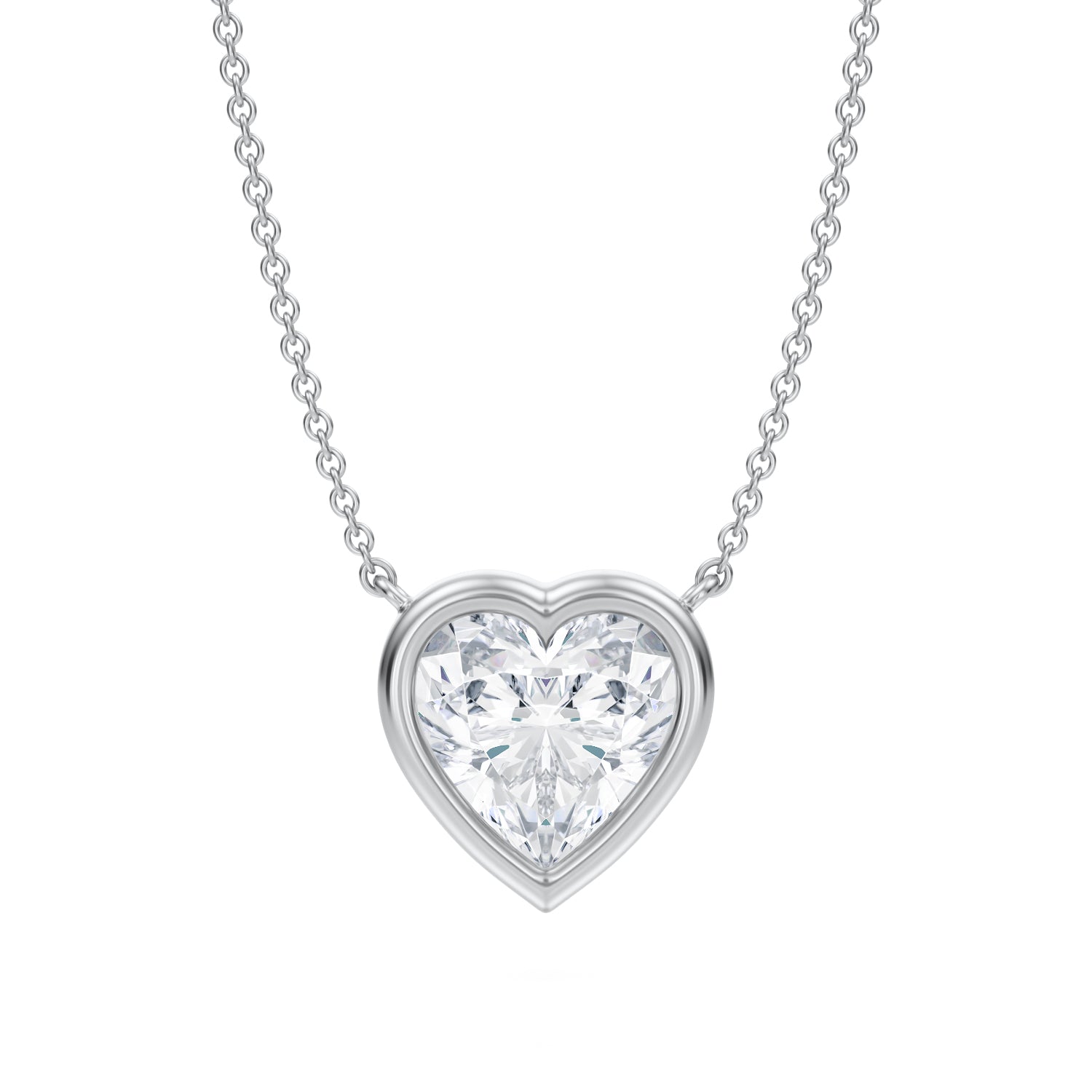 3 Carat Heart Shape Bezel Solitaire Pendant Necklace - Michael Gabriels