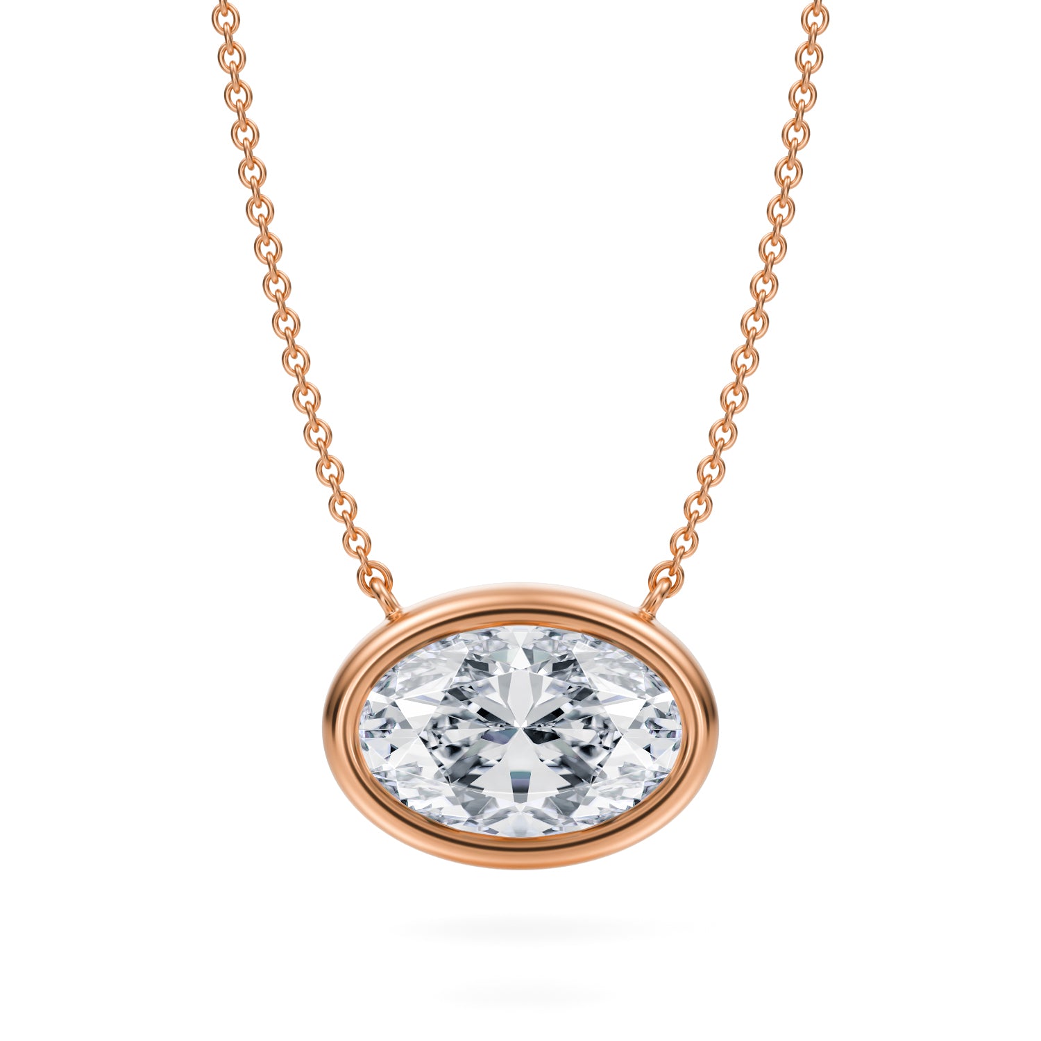 Carat Oval Bezel Solitaire Pendant Necklace