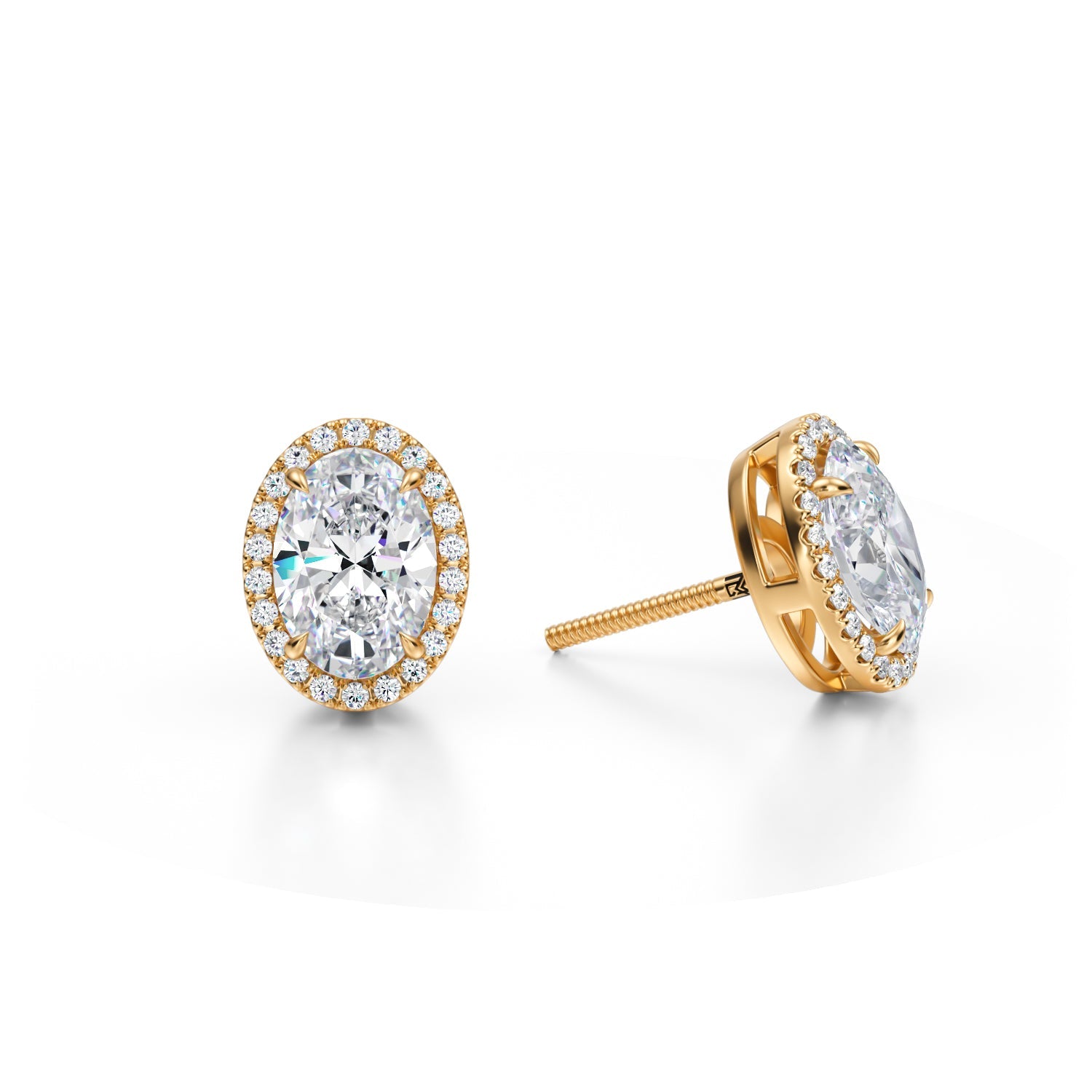 3 Carat Oval Halo Lab Grown Diamond Stud Earrings