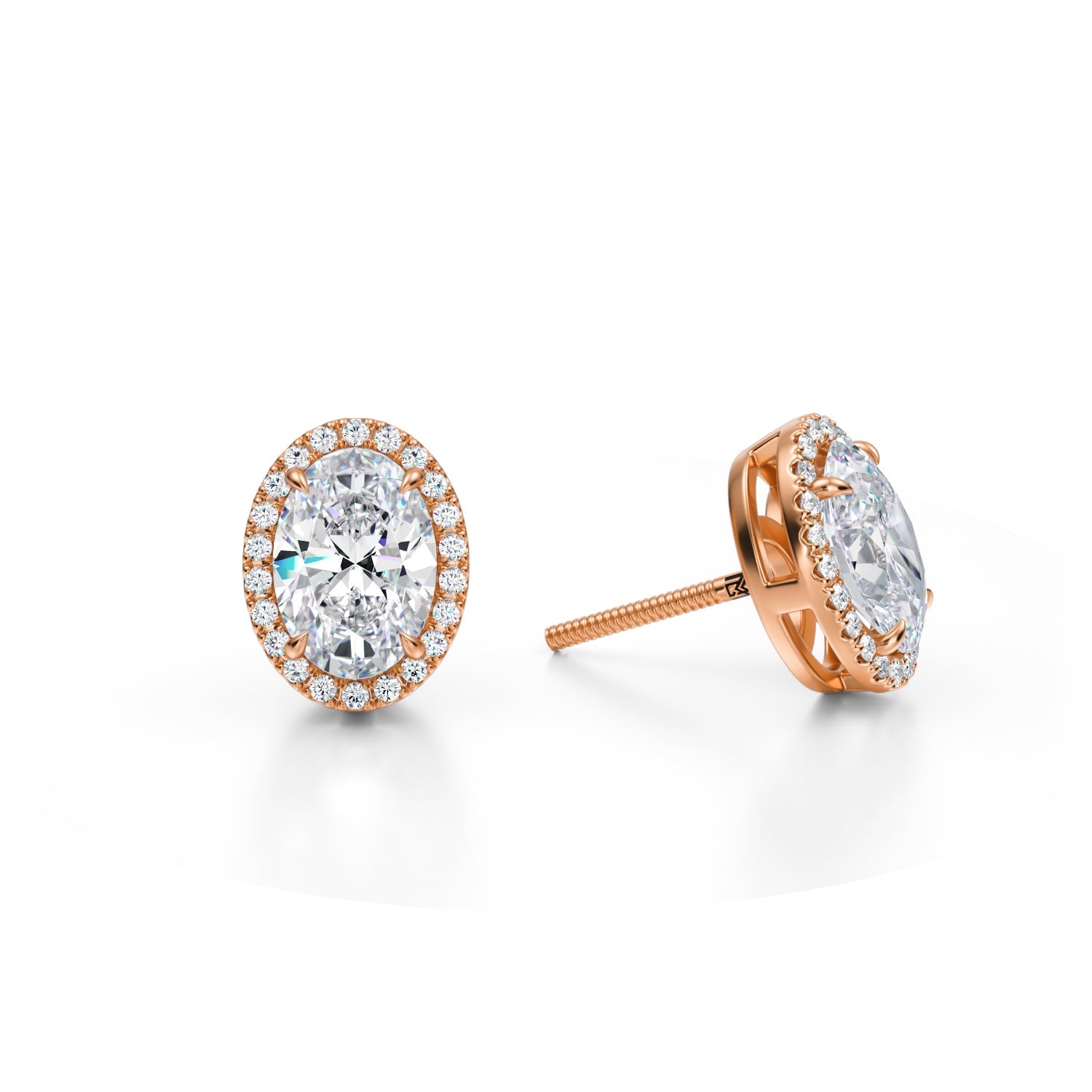 3 Carat Oval Halo Stud Earrings - Michael Gabriels